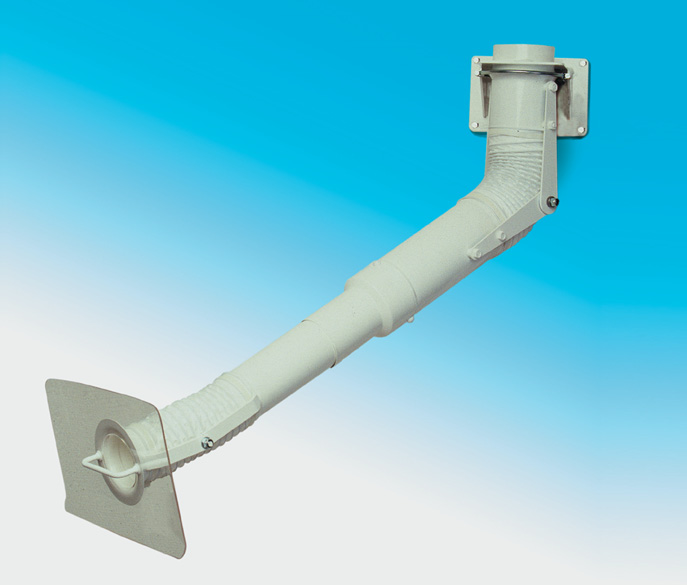 laboratorium - telescopische bronafzuiging voor bevestiging op de muur met muursteun en vlakke kap