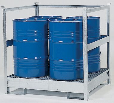 Stapelbare opvangbak met 225L opvangcapaciteit voor 4 vaten