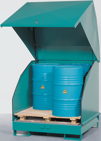 met stalen kap - 1380 x 1340 - volume 4 x 200 liter