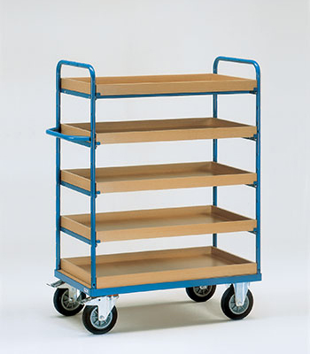 Etagewagens met legbord met rand met 5 etages