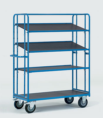 Etagewagens met vaste en losse legborden van watervast multiplex