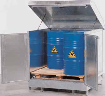 met deksel en 2 deuren - 1400 x 1310 - volume 4 x 200 liter