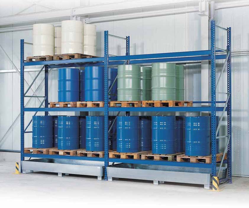 Palletstelling met opvangbak: 3 niveaus