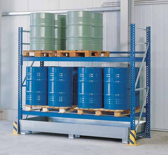 Palletstelling met opvangbak: 2 niveaus