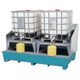 Opvangbak van staal voor 2 IBC&rsquo;s