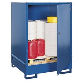 Opslag- en tapstation van staal voor 4 vaten van 200 liter