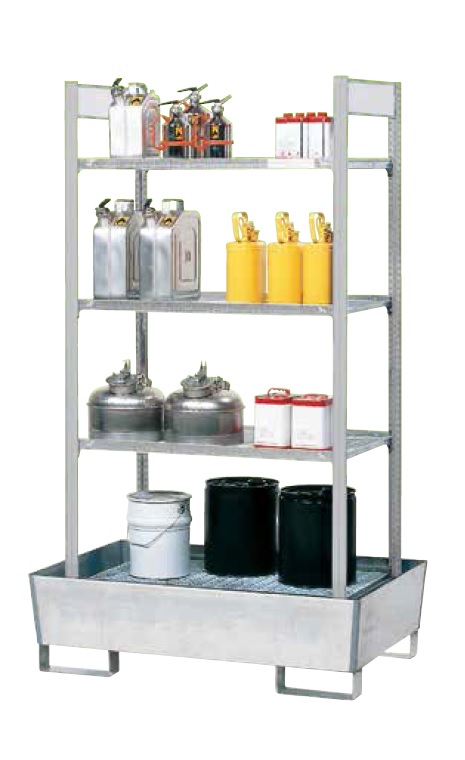 Stellingen in verzinkte opvangbakken